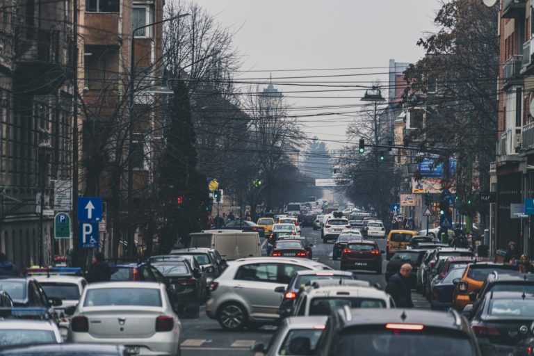 car-filled street