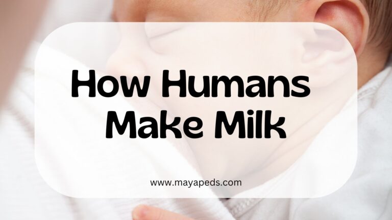 how human milk is made www.mayapeds.com text over image of a newborn infant breastfeeding